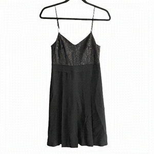 MARC BY MARC JACOBS Black Sleeveless Wool Mini Dress Pleated Lace 0